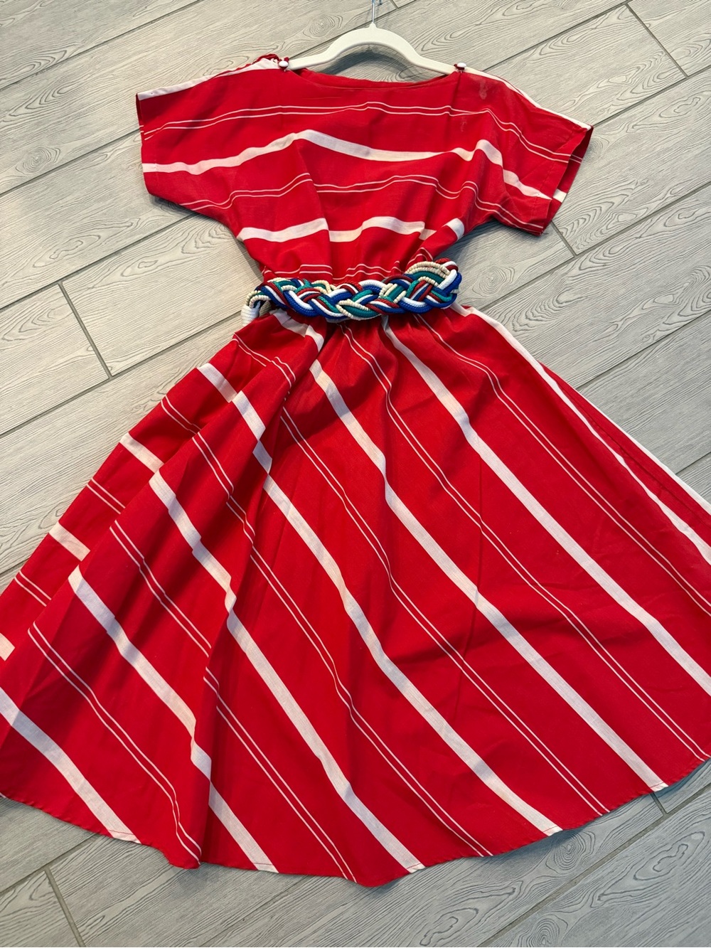 Red and White Striped Fit-and-Flare Nautical Dress